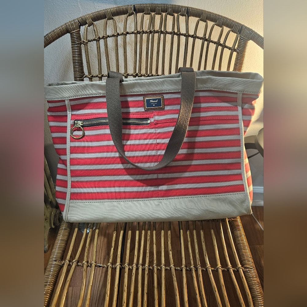 Fossil Multiple Pocket Striped Hand Bag